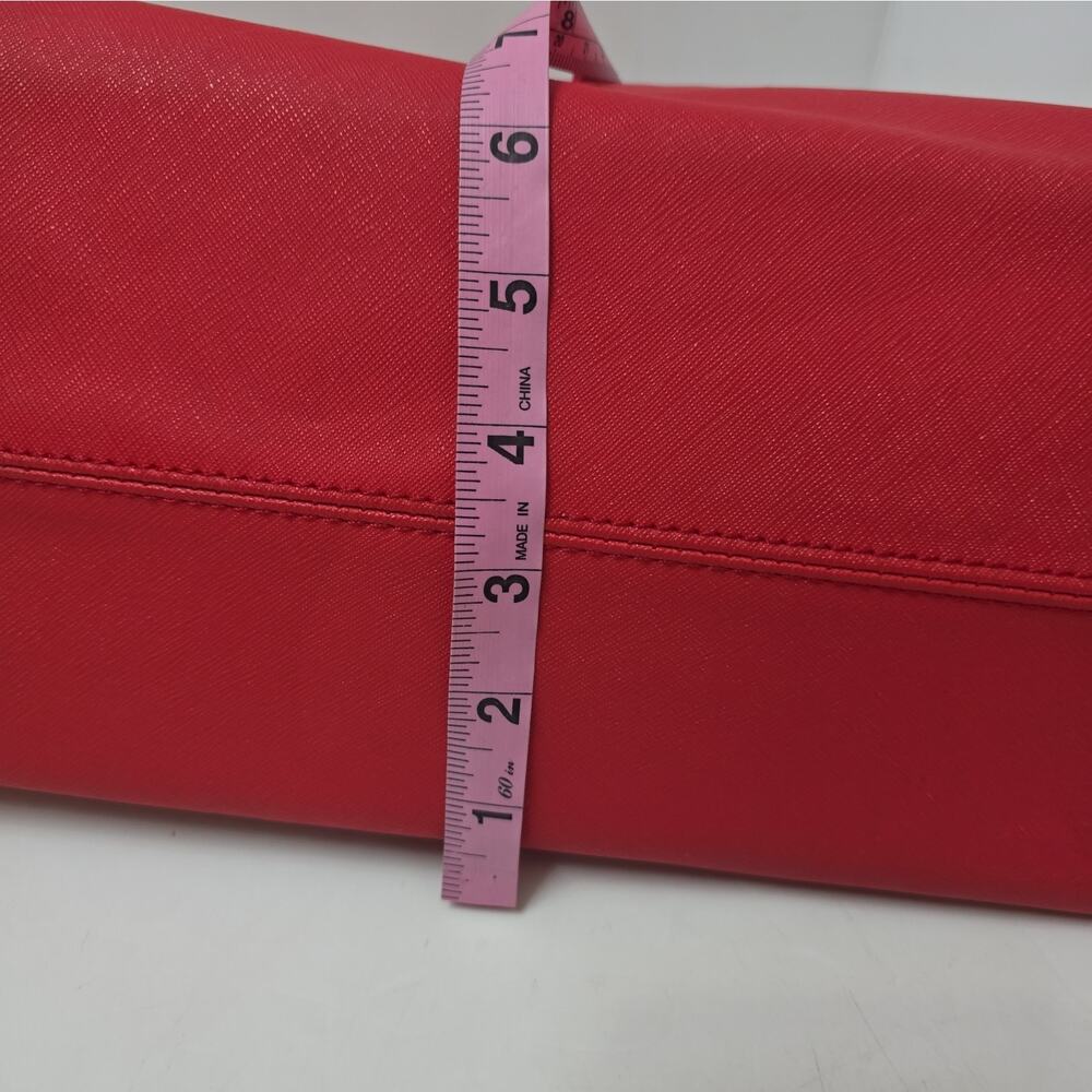 Michael Kors Large Red Signature Tote Shoulder Bag Jet Set Purse - Picture 12 of 12